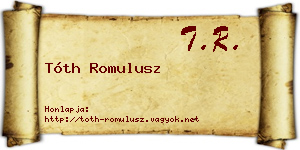 Tóth Romulusz névjegykártya